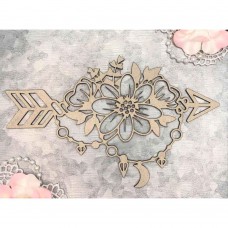 Chipboard Boho floral arrow