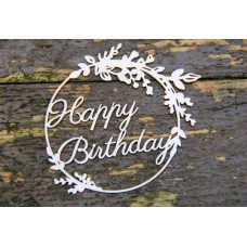 Chipboard tekst Happy Birthday in frame 1