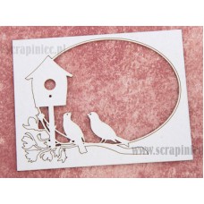Chipboard frame met vogels op tak