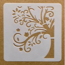 Sjabloon 10 x 10 cm - Bomen, bladeren en bloemen 01