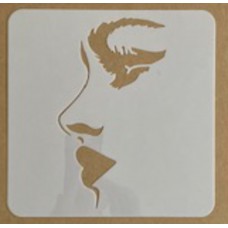 Sjabloon 15 x 15 cm - vrouwengezicht 09