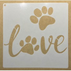 Sjabloon 15 x 15 cm - Love met pootafdruk