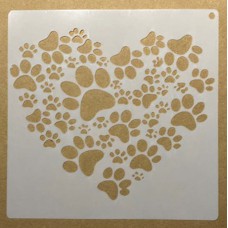 Sjabloon 15 x 15 cm - Hart van pootafdrukjes