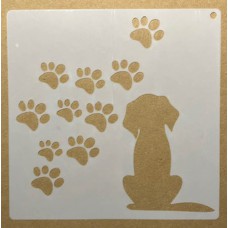 Sjabloon 15 x 15 cm - Silhouette hond en pootjes