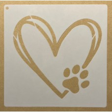 Sjabloon 15 x 15 cm - Hart met pootafdruk