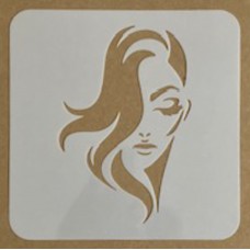 Sjabloon 15 x 15 cm - Abstract portret vrouw 01