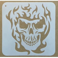 Sjabloon 15 x 15 cm - halloween Schedel met vlammen