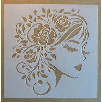 Sjabloon 20 x 20 cm - Bloemenmeisje 01 Sjabloon 20 x 20 cm - Bloemenmeisje 01