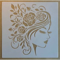 Sjabloon 20 x 20 cm - Bloemenmeisje 02 Sjabloon 20 x 20 cm - Bloemenmeisje 02