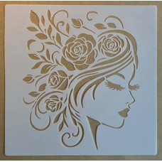 Sjabloon 20 x 20 cm - Bloemenmeisje 02 Sjabloon 20 x 20 cm - Bloemenmeisje 02