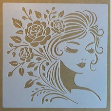 Sjabloon 20 x 20 cm - Bloemenmeisje 03