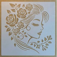 Sjabloon 20 x 20 cm - Bloemenmeisje 04 Sjabloon 20 x 20 cm - Bloemenmeisje 04