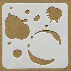 Sjabloon 10 x 10 cm - Spetters, spatten en vlekken 04 Sjabloon 10 x 10 cm - Spetters, spatten en vlekken 04