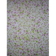 Decoupage papier wit met paarse roosjes en groen blad