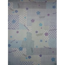 Decoupage papier patchwork motief in blauw en paars met bloemen