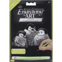Engraving art set - Penguin chicks - silver
