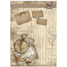 Rijstpapier A4 Sea land compass