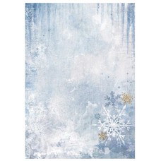 Rijstpapier A4 Dewdrops - blue snowflakes