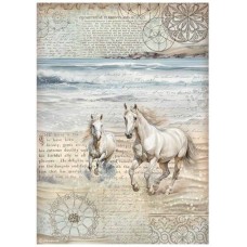 Rijstpapier A4 Silent sea - horses Rijstpapier A4 Silent sea - horses