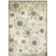 Rijstpapier A4 Daisy art - stylised daisy pattern