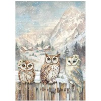 Rijstpapier A4 Owl's house 3 owls Rijstpapier A4 Owl's house 3 owls