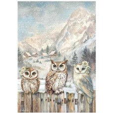 Rijstpapier A4 Owl's house 3 owls Rijstpapier A4 Owl's house 3 owls