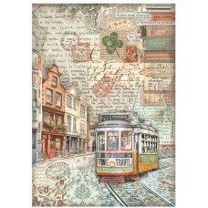 Rijstpapier A4 Art of traveling Tram