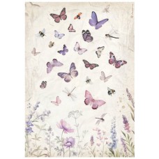 Rijstpapier A4 Lavender butterfly