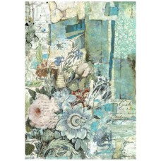 Rijstpapier A4 Wonderland floral corner
