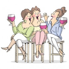 Clingstamp girlfriends - Wine Tasters