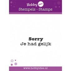 Clearstamp tekst 'Sorry..' Clearstamp tekst 'Sorry..'
